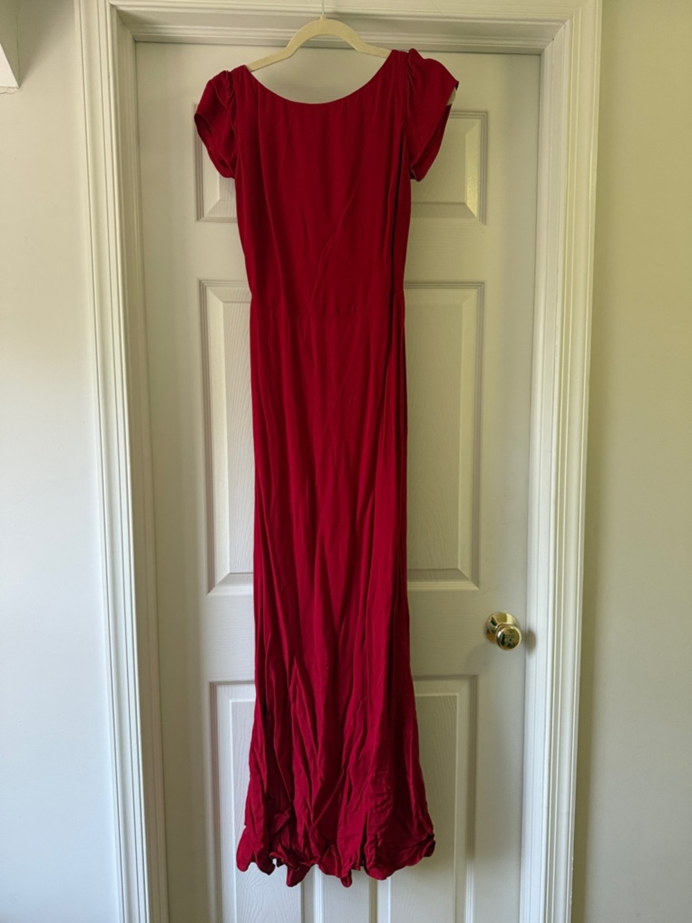 Reformation Crimson Red Maxi Dress with Cap Sleeves